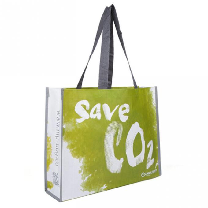 La bolsa de asas tejida moda verde, bolsos de compras tejidos reciclados del polipropileno